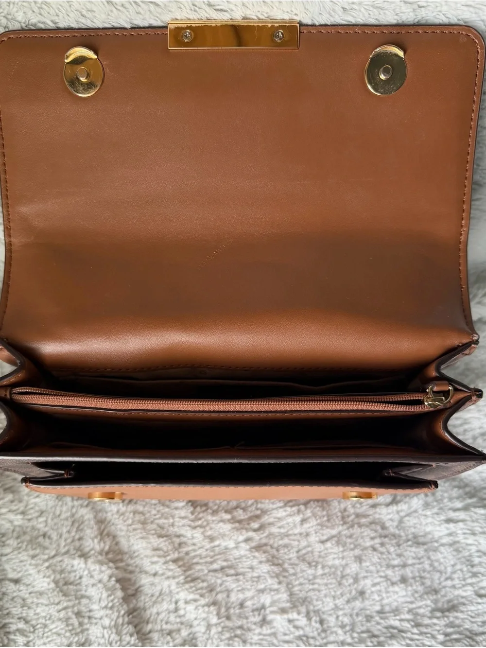 Michael Kors Brown Logo Crossbody with Gold Chain